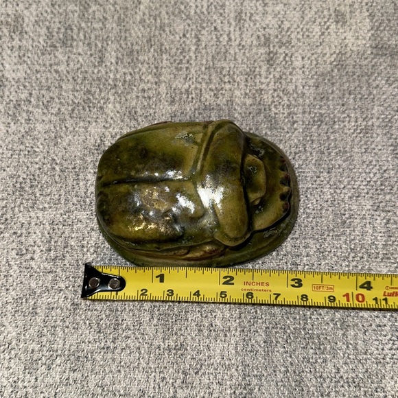 EGYPTIAN Heart Scarab, Green Glaze 3” - Picture 7 of 8